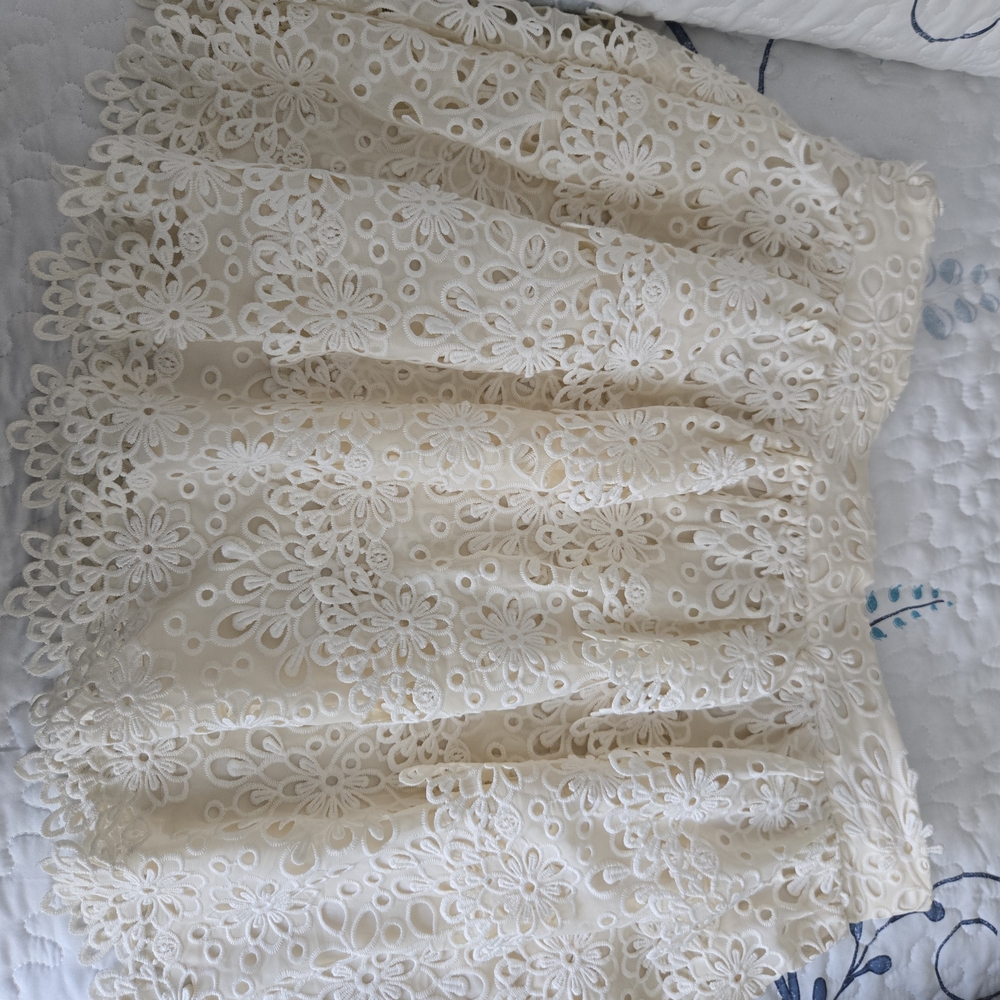 INC International Concepts Cream Floral Lace Mini Skirt - Picture 3 of 5
